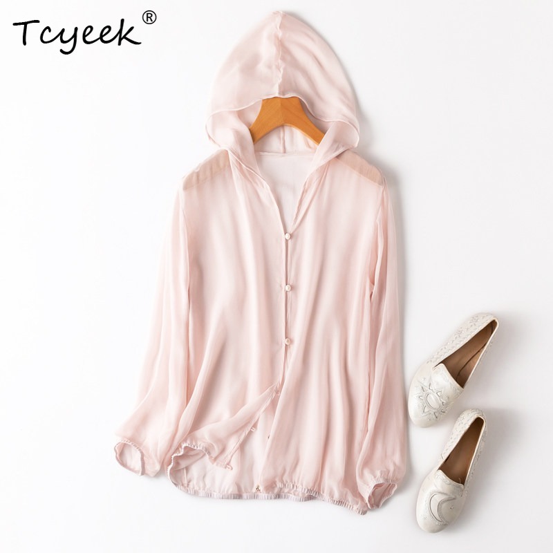 Summer Clothing Us - Tcyeek 100% Jedwab Morwowy Damskie Bluzki