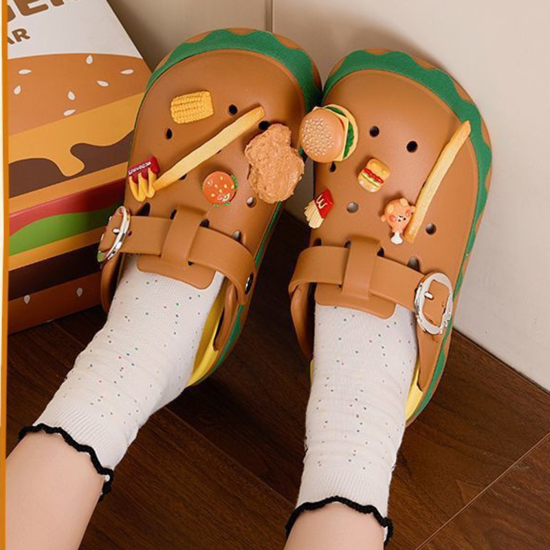 Summer Clothing Wraps - Zabawne Klapki Letnie Hamburger Śliczne Akcesoria