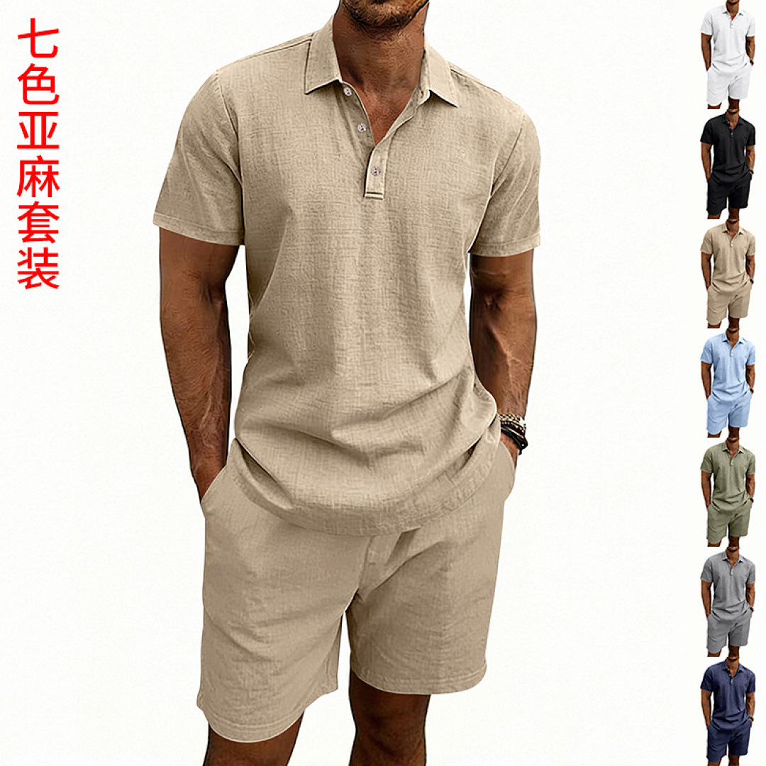 Linen Shorts Men - Letni lniany męski zestaw: luźne, duże