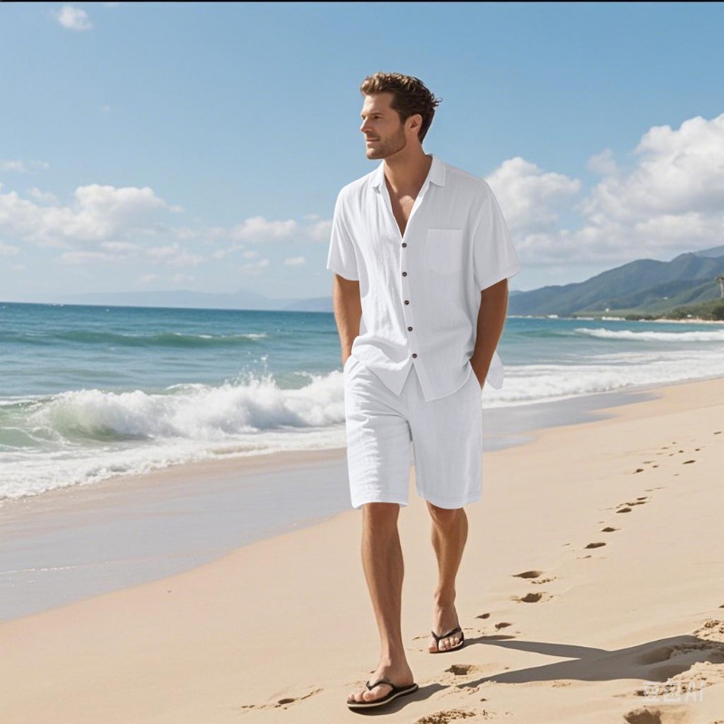 Męski zestaw: lniana koszula z – Linen Shorts Men recenzja i cena