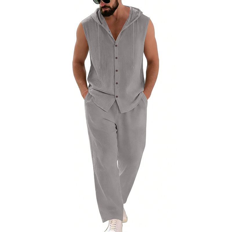 Męski lniany komplet casualowy – Summer Clothing Us recenzja i cena
