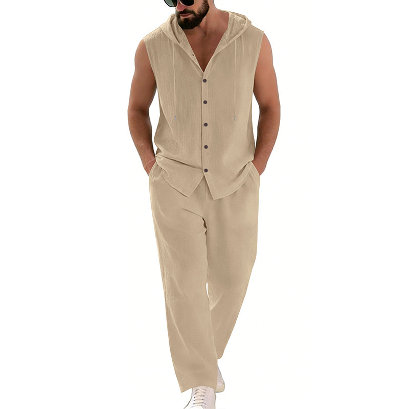 Męski lniany komplet casualowy – Summer Clothing Us recenzja i cena