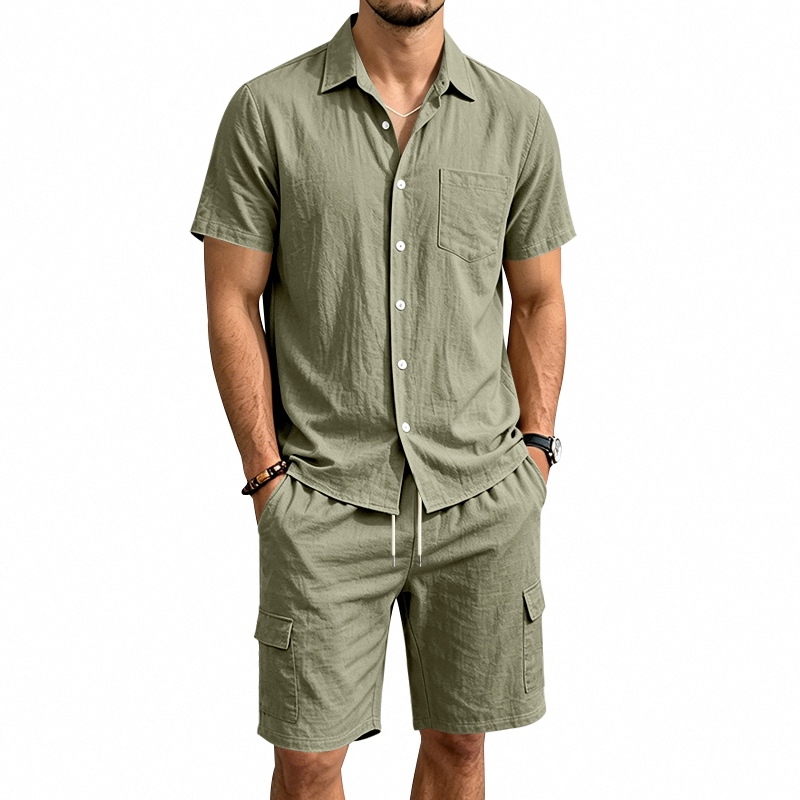 Męski letni lniany dwuczęściow – Linen Shorts Men recenzja i cena